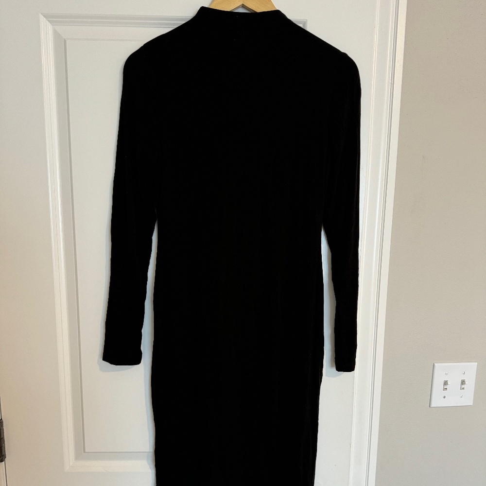 Fitted black dress, mock turtle neck, size small